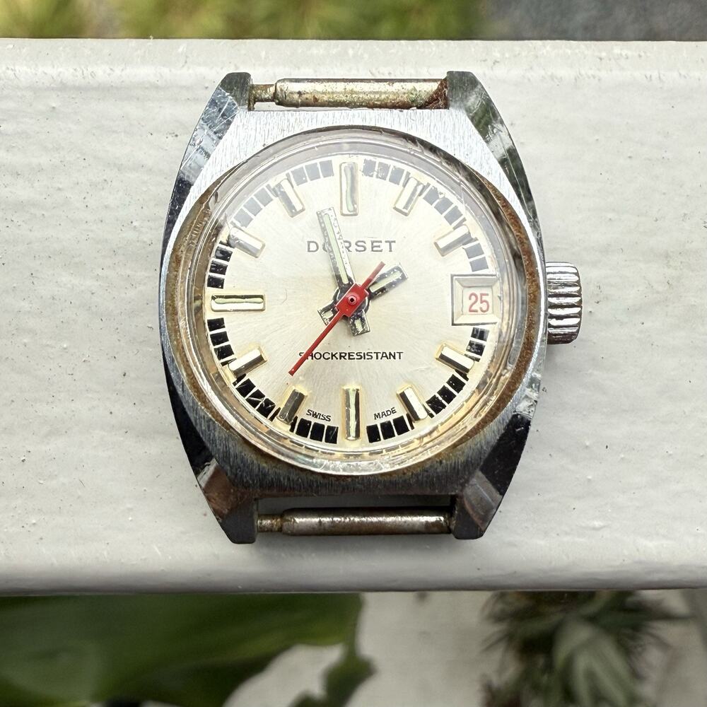 Vintage 70’s Dorset Ladies Watch Manual Wind Date Stainless Steel Swiss Made